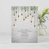 ヴィンテージ・エジソンライト 白レンガ ボタニカルパーティ 招待状 (スタンド正面)