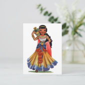 ヴィンテージ·エジプトのドレ伝統的ス娘 ポストカード (スタンド正面)