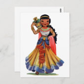 ヴィンテージ·エジプトのドレ伝統的ス娘 ポストカード (正面/裏面)