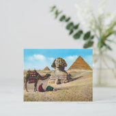 ヴィンテージ エジプト、発掘されたスフィンクス、ギザ ポストカード (スタンド正面)