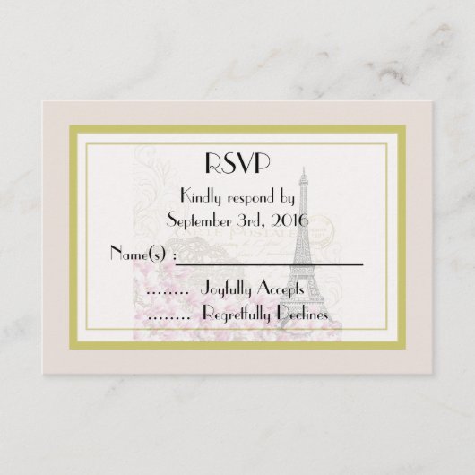 ヴィンテージ エッフェルタワー ウェディング RSVP (正面)