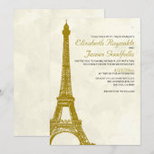 ヴィンテージ エッフェル塔 ウェディング 招待状 (正面/裏面)