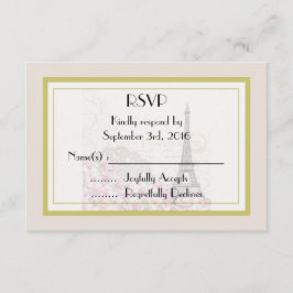 ヴィンテージ・エッフェル塔・ウェディング・ＲＳＶＰ 出欠カード