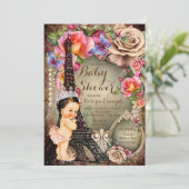 ヴィンテージ エッフェル塔 パリ ベビーシャワー 招待状 (スタンド正面)