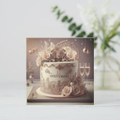 ヴィンテージ・エディタブル・ウェディング・アニバーサリーケーキ 招待状 (スタンド正面)