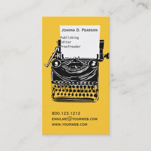 ヴィンテージ·エディタ·レトロ·タクールイプライター 名刺 (正面)