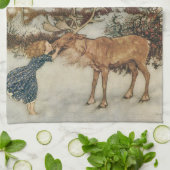 ヴィンテージ・エドマンド・デュラックのゲルダとトナカイ キッチンタオル (折り畳み)