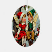 ヴィンテージ エルフの妖精の子供たち クリスマスパーソナライズ メタルオーナメント (正面右)