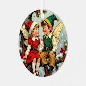 ヴィンテージ エルフの妖精の子供たち クリスマスパーソナライズ メタルオーナメント (正面左)