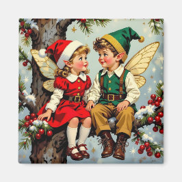 ヴィンテージ エルフの妖精の子供たち クリスマス マグネット