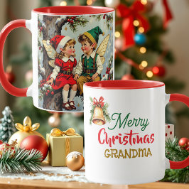 ヴィンテージ エルフの妖精の子供たち クリスマス 名入れ マグカップ