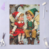 ヴィンテージ エルフの妖精の子供たち クリスマス 薄葉紙 (クラフト)
