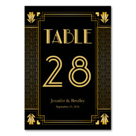 ヴィンテージ・エレガントアールデコ・ブラック・金ゴールド結婚の テーブルナンバー
