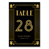 ヴィンテージ・エレガントアールデコ・ブラック・金ゴールド結婚の テーブルナンバー (裏面)