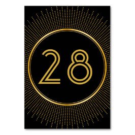 ヴィンテージ・エレガントアールデコ・ブラック・金ゴールド結婚の テーブルナンバー