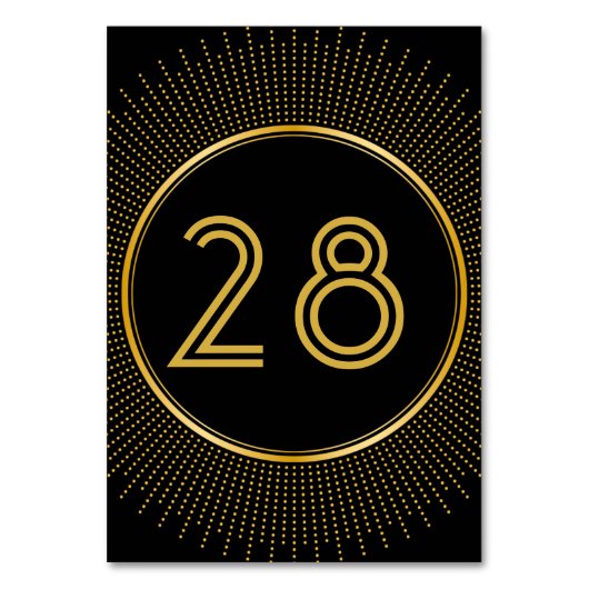 ヴィンテージ・エレガントアールデコ・ブラック・金ゴールド結婚の テーブルナンバー (裏面)