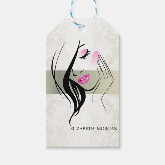 ヴィンテージ エレガント、おしゃれ、レース、少女のシルエット ギフトタグ (正面)