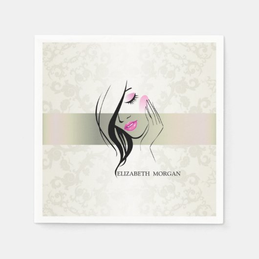 ヴィンテージ エレガント、おしゃれ、レース、少女のシルエット スタンダードカクテルナプキン (正面)