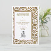 ヴィンテージ エレガント インド ムガル 1608 ウェディング 招待状 (スタンド正面)