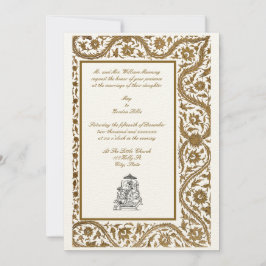 ヴィンテージ エレガント インド ムガル 1608 ウェディング 招待状