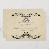 ヴィンテージ エレガント ウェディング RSVP 招待状 (正面/裏面)
