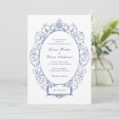 ヴィンテージ エレガント オーナメント フローラル リーフ フレーム ウェディング 招待状 (スタンド正面)