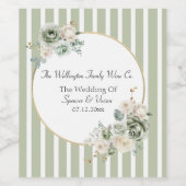 ヴィンテージ＆エレガント グリーン＆ゴールド マイクロウェディング ワインラベル (シングルラベル)