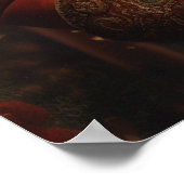 ヴィンテージ エレガント サンタクロース 赤いブロケードのスーツと帽子 ポスター (角)