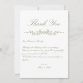 ヴィンテージ エレガント サージュグリーン フレンチ フローラル サンキューカード (正面)