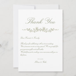 ヴィンテージ エレガント サージュグリーン フレンチ フローラル サンキューカード