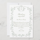 ヴィンテージ エレガント サージュグリーン フレンチ フローラル サンキューカード (正面)