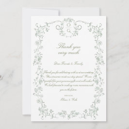ヴィンテージ エレガント サージュグリーン フレンチ フローラル サンキューカード