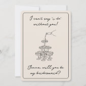 ヴィンテージ エレガント シャンパン オーダーメイド名前 ブライズメイド 招待状 (正面)