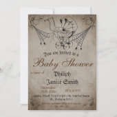 ヴィンテージ エレガント スプーキーハロウィン ベイビー シャワー 招待状 (正面)