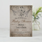 ヴィンテージ エレガント スプーキーハロウィン ベイビー シャワー 招待状 (スタンド正面)