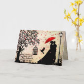 ヴィンテージ エレガント ベージュ & ブラック ポエトリー バレンタインズ カード (黄色い花)