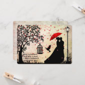 ヴィンテージ エレガント ベージュ & ブラック ポエトリー バレンタイン カード (正面/裏面インサイチュ)