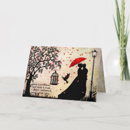 ヴィンテージ エレガント ベージュ & ブラック ポエトリー バレンタイン カード