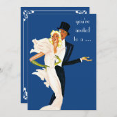 ヴィンテージ エレガント モンテカルロ カップル ディナー パーティー 招待状 (正面/裏面)