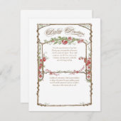 ヴィンテージ エレガント レッド ローズ フラワーの運転方向 招待状 (正面/裏面)