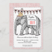 ヴィンテージ エレファント サーカス パレード ご招待 招待状 (正面/裏面)
