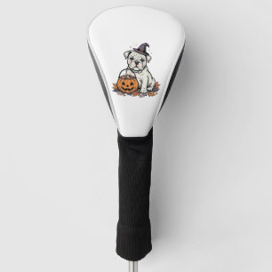 ヴィンテージ エングレーブ ハロウィン ブルドッグ パンプキン デザイン ゴルフヘッドカバー