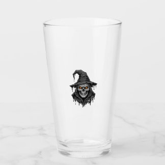 ヴィンテージ+エングレーヴィング+ドクロ+魔女+帽子+ハロウィン+Tシャツ_ タンブラーグラス
