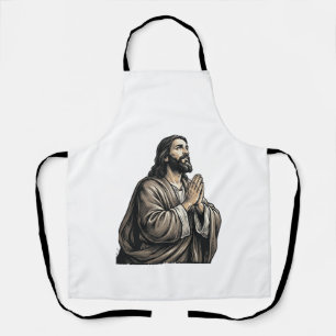 ヴィンテージ エングレーヴィング 祈る男性 宗教的Tシャツ デザイン エプロン