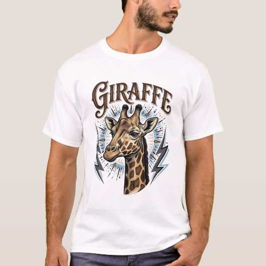 ヴィンテージ エングレーヴド キリン 稲妻 Tシャツ デザイン_ (正面)