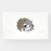 ヴィンテージ エングレーヴド 馬 花柄 ベクター Tシャツ デザイン_ 横断幕 (横)