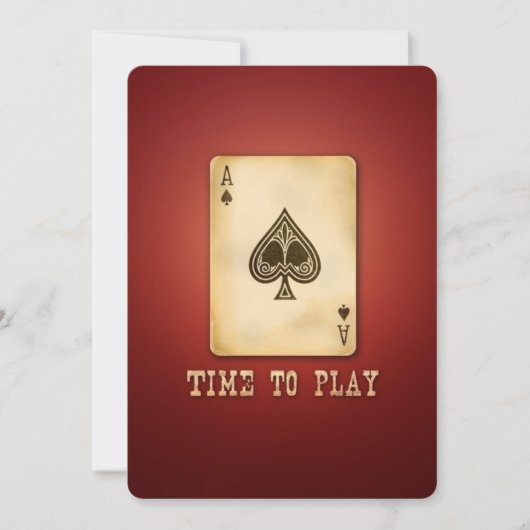 ヴィンテージ エースポーカー バースデーパーティーまたはトーナメント 招待状 (正面)