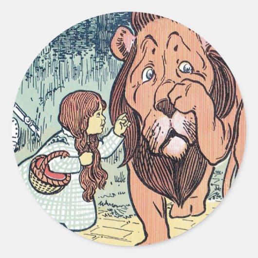 ヴィンテージ オズの魔法使いのキャラクターたち、黄色いレンガの道 ラウンドシール (正面)