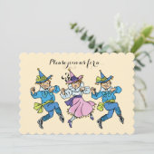 ヴィンテージ オズの魔法使い ダンシング マンチキン ベビーシャワー 招待状 (スタンド正面)