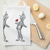 ヴィンテージ オズの魔法使い、ティンマンの幸せな笑顔を持つハート キッチンタオル (四つ折り)